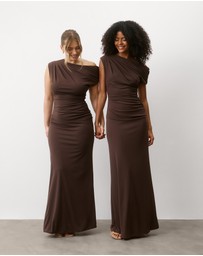 Six Stories - Asymmetric Neck Stretch Sculpt Bridesmaid Dress