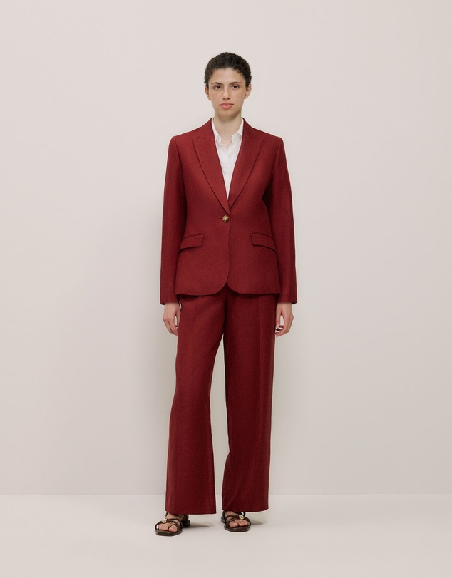 Trenery - Linen Twill Single Breasted Blazer in Russet