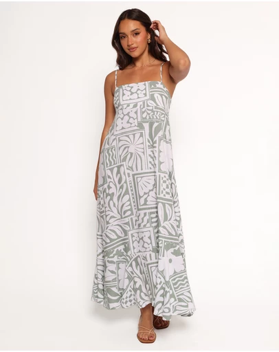 Petal & Pup - Kelsie Midi Dress - Sage Print