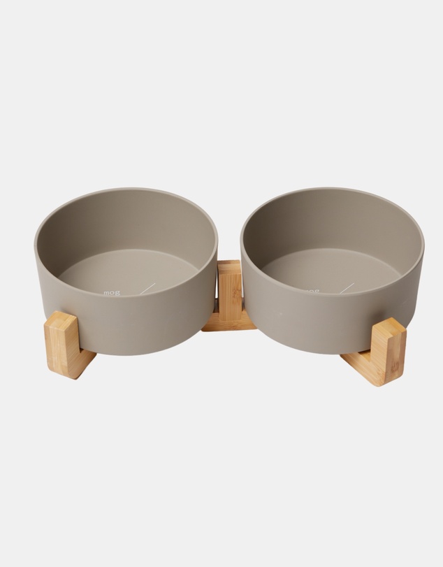 Mog & Bone - Double Bamboo Dog Bowl Mocha