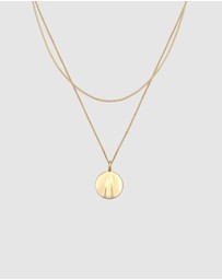 Elli Jewelry - Necklace Layer Platelet Pendant Waves Design in 925 Sterling Silver Gold Plated