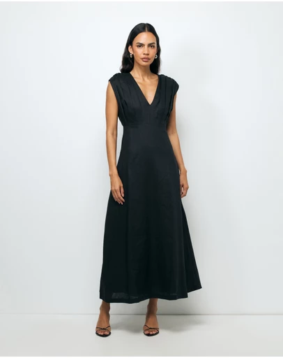 AERE - Rhae V Neck Midi Dress
