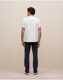 Trenery - Cotton Jacquard Stripe T-shirt in White