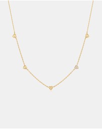 Ania Haie - Ania Haie Gold Pave Puffed Heart Station Necklace