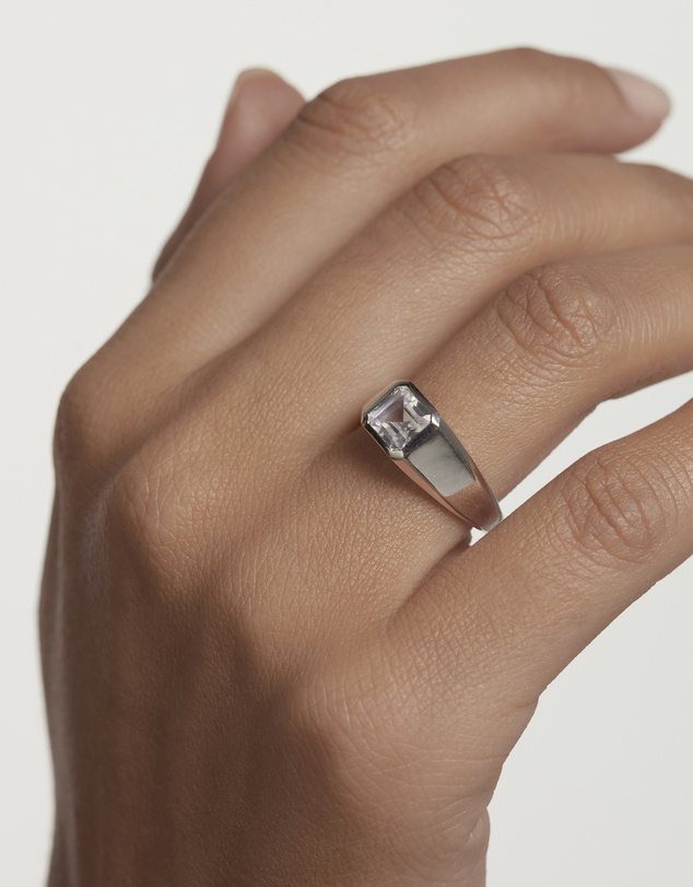 PDPAOLA - Square Shimmer Stamp Silver Ring
