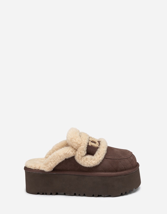 Ozwear Connection Uggs - Ugg Violet Matelassé Shearling Super Platform (6cm) Slipper (Elastic Logo) (Detachable Feature)