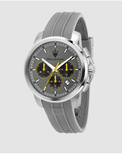 Maserati - Maserati Successo 42mm Chrono Gray Dial Gray Silicone Strap  Watch