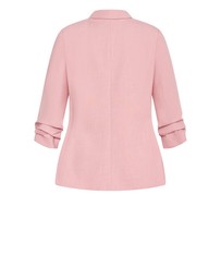 City Chic - Plus size Imogen Gather Sleeve Blazer - baby pink