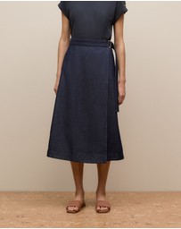 Trenery - Denim Wrap Skirt in Indigo Rinse