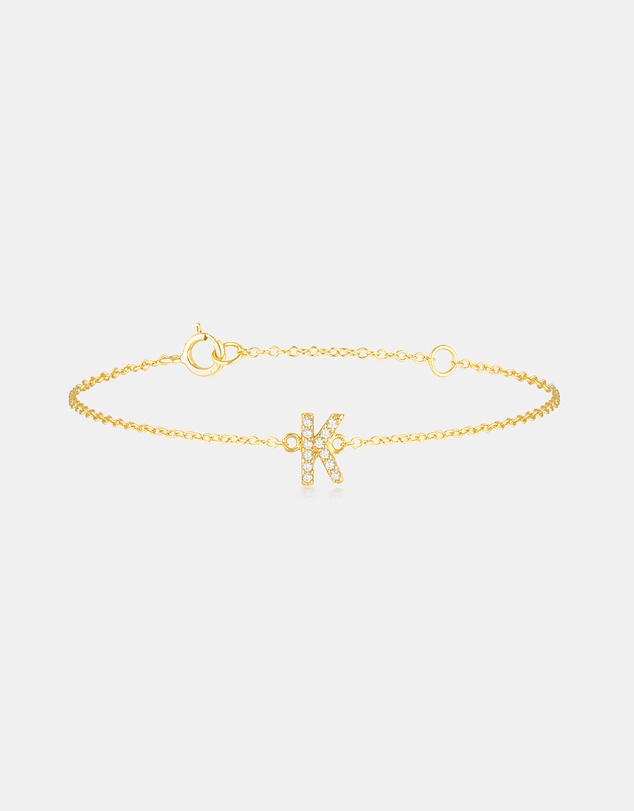 The Silver Collective - A-Z Letter Bracelet Gold - K