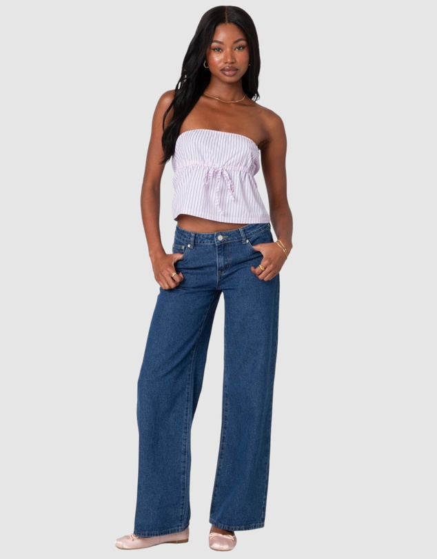 EDIKTED - Augusta Pinstripe Strapless Top
