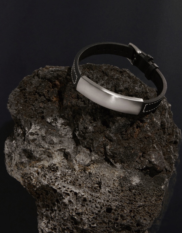 Najo - Memento Men's Leather & Steel Buckle Bracelet (23cm)