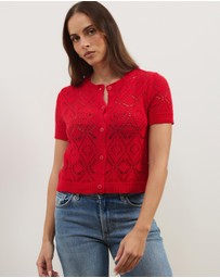 Atmos&Here - Hani Short Sleeve Open Knit Cardigan