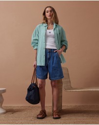 Ceres Life - Sylvie Longline Pleat Denim Short