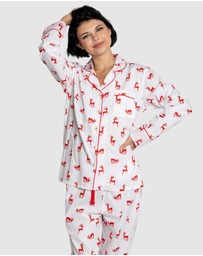 Sant And Abel - Women's Reindeer Red Long PJ Set