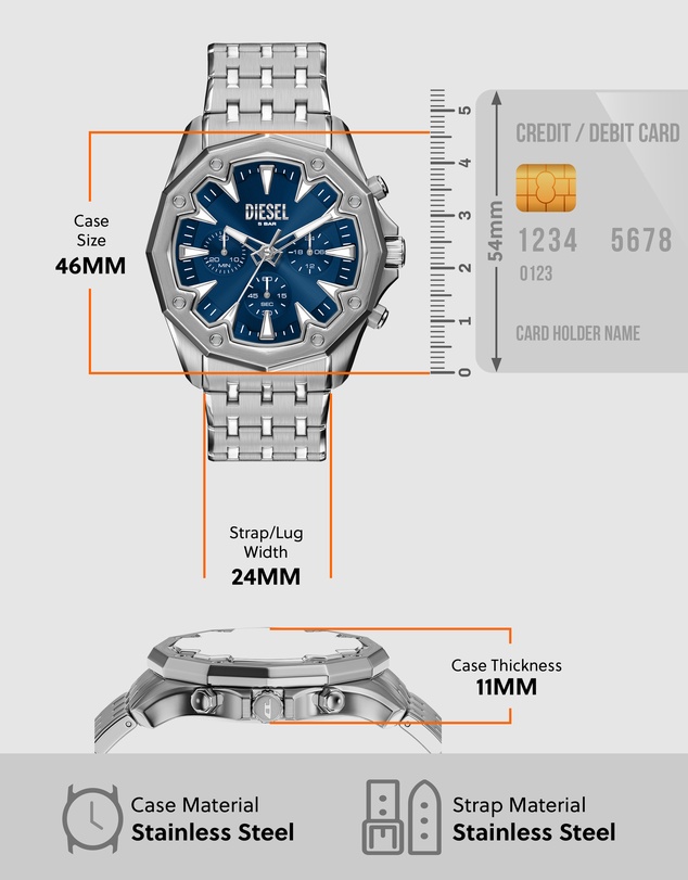 Diesel - Stinger Silver Tone Chronograph Watch