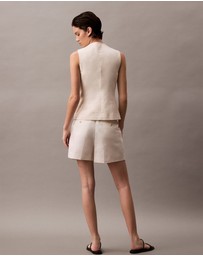 Calvin Klein - Structured Linen Tailored Shorts
