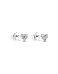 Michael Hill - Fine Pave Diamond Heart Stud Earrings in Sterling Silver