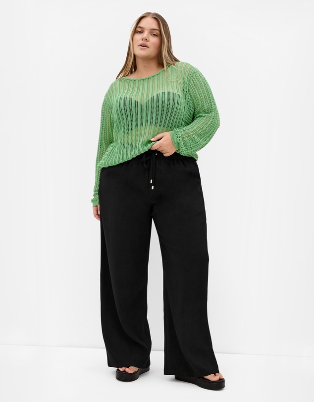City Chic - Plus size Crochet Slouch Top - moss