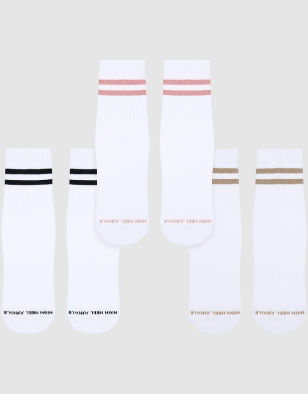 High Heel Jungle - Varsity Pilates Yoga Grip Socks - 3 Pack