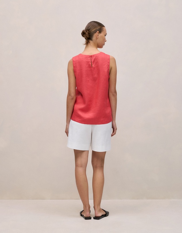 Trenery - Delave Linen Shell Tank in Crimson