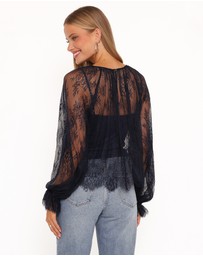 Petal & Pup - Duncan Sheer Lace Top - Midnight Navy