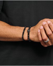 THOMAS SABO - THOMAS SABO Obsidian bracelet with three zirconia beads