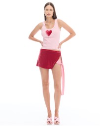 THE TALES - Silk Velvet Tie Side Mini Skirt