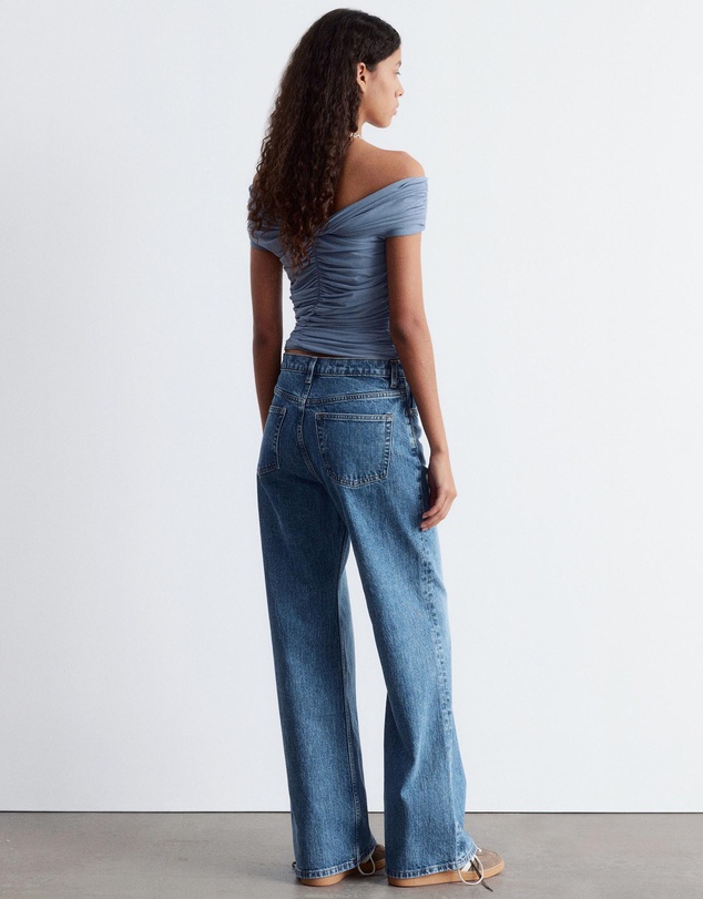 & Other Stories - Ruched V-Neck Mesh Top