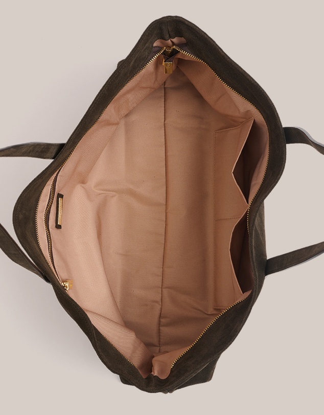 VESTIRSI - Mia Dark Chocolate Suede East West Slouchy Tote