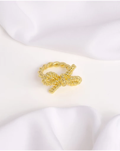 Wanderlust + Co - Ribbed Bow Gold Ring