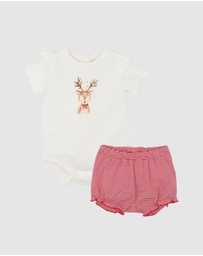 Bebe by Minihaha - Christmas Festive Reindeer Bodysuit & Shorts Set - Babies