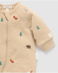 Purebaby - Embroidered Fleece Growsuit -Kids-Babies