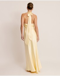 Six Stories - Plunge knot Detail Satin Bridesmaid Dress