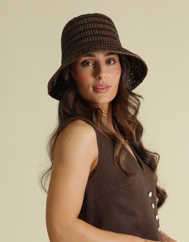 Morgan & Taylor - Delphine Crochet Bucket Hat in Brown
