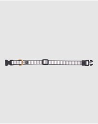 Mog & Bone - Neoprene Dog Collar & Lead- Latte Hamptons Stripe Print