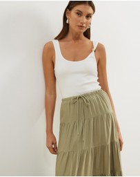 Atmos&Here - Elenora Linen Blend Tier Maxi Skirt