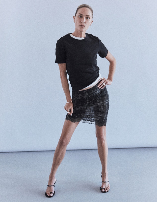 M.N.G - Linen Blend Checked Skirt