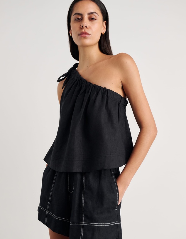 Jag - Ariel One Shoulder Linen Top