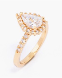 Lovisa - Gold Plated Classic Pear Cubic Zirconia Engagement Ring