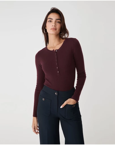 Forcast - Henley Button Up Knit