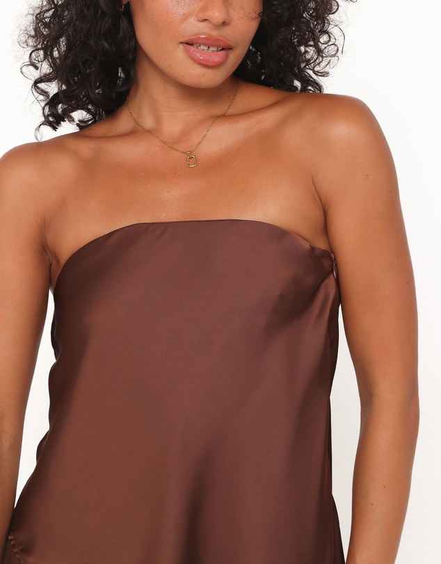 Petal & Pup - Charmer Asymmetrical Longline Strapless Top - Dark Brown
