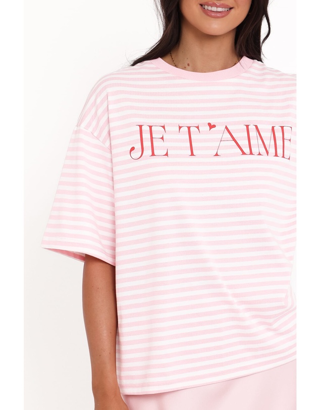 Petal & Pup - Marly Je T'Aime Tee - Pink Stripe