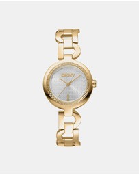 DKNY - Open Link Gold 28mm Silver Dial Womens Watch