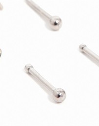 Lovisa - Titanium Cubic Zirconia Classic Nose Studs 6-Pack