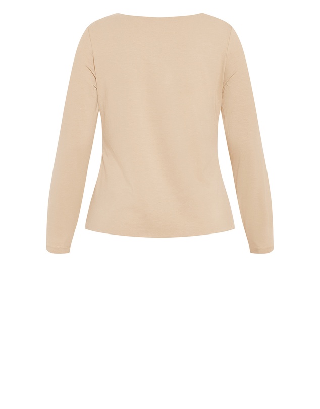 City Chic - Plus size Annie V Neck Top - latte