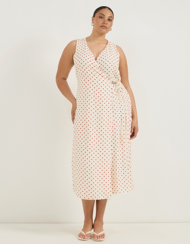Atmos&Here Curvy - Chloe Midi Wrap Dress With Bead Detail