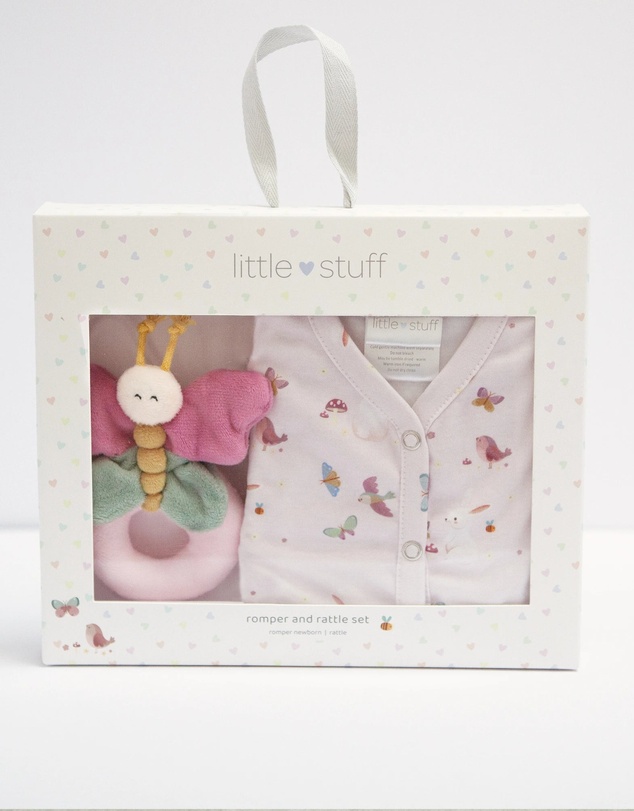 Little Stuff - Butterfly Garden Romper & Rattle