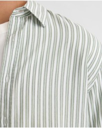 Oxford - Leyton Short Sleeve Stripe Linen Shirt