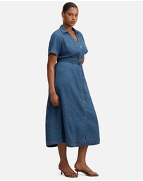 Forever New Curve - Josephine Curve Short Sleeves Denim Dress